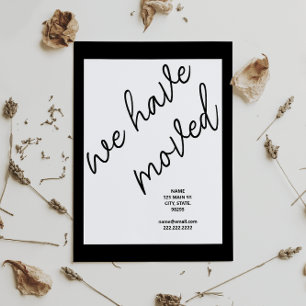 Carte Postale Black Modern Script Moving Faire-part Adresse