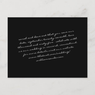 Carte Postale Black Modern Script texte seulement Enregistrer no