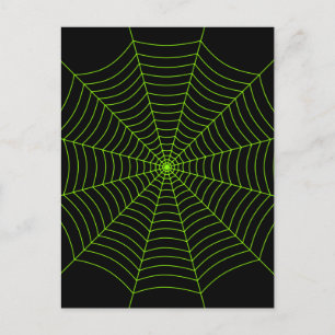 Carte Postale Black neon vert toile d'araignée Halloween motif