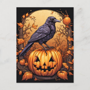 Carte Postale Black Raven Happy Halloween