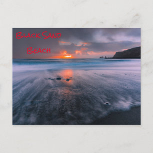 Carte Postale Black Sand Beach Islande Island Sunset