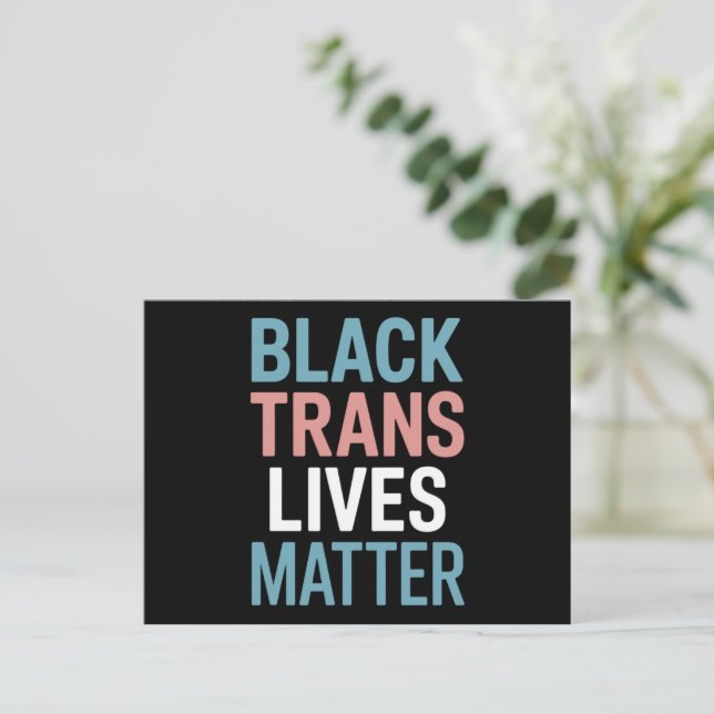 Carte Postale Black Trans LGBTQ Support Vit Matière Transgenre (Debout devant)