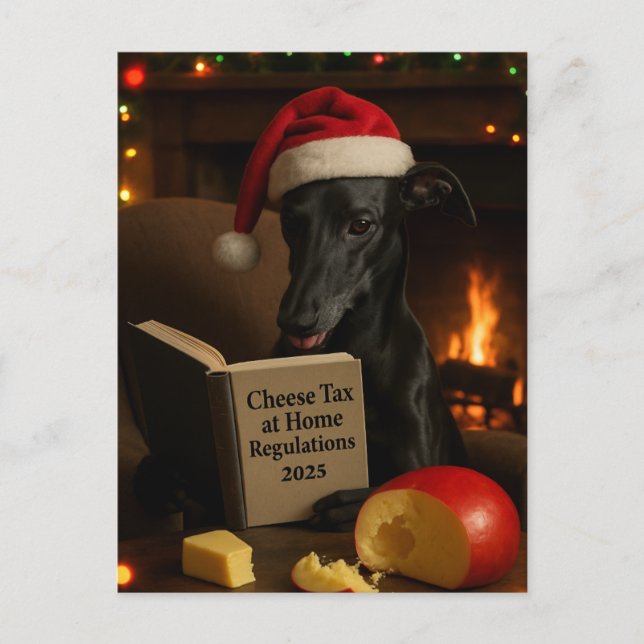 Carte Postale Black Whippet 'Cheese Tax' Christmas postcard  (Devant)