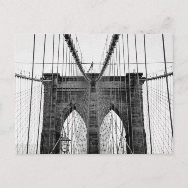 Carte Postale Black White Brooklyn Bridge New York (Devant)