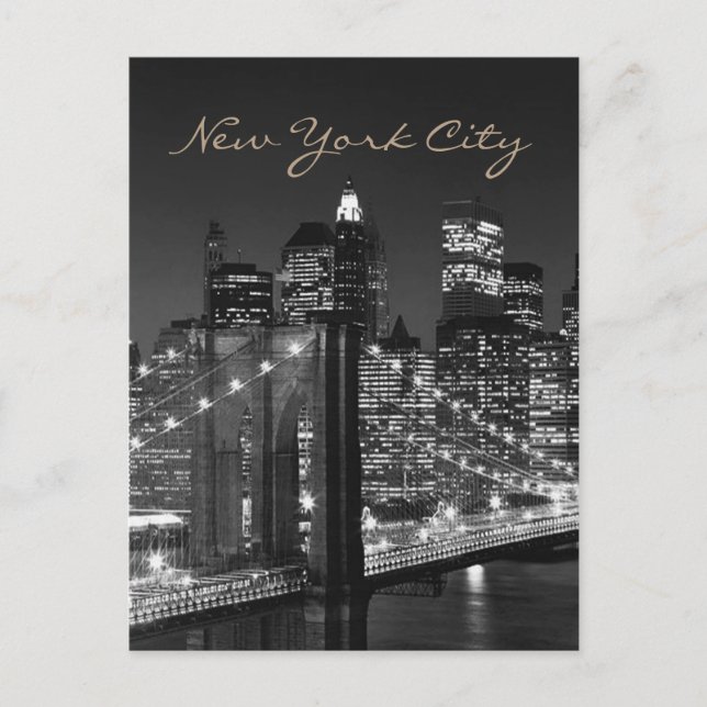 Carte Postale Black White Brooklyn Bridge New York City (Devant)
