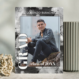 Carte Postale Black White Grey Abstrait Graduation Faire-part