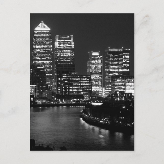 Carte Postale Black White London City Nuit Royaume-Uni Voyage br (Devant)