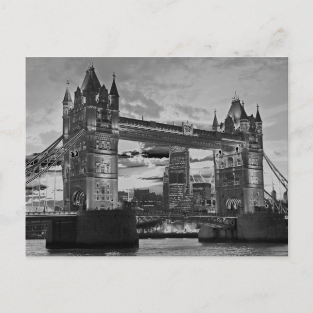 Carte Postale Black White London Tower Bridge British Travel (Devant)
