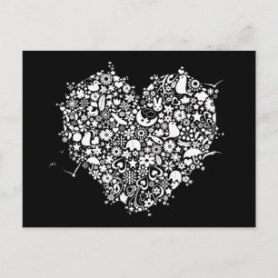 Carte postale Black White Love Heart Shapes