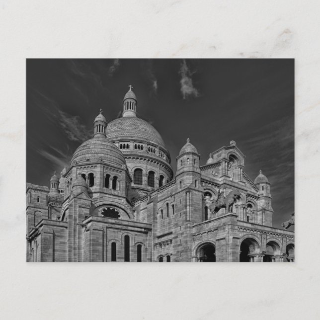 Carte Postale Black White Sacré Coeur Paris Europe Travel (Devant)