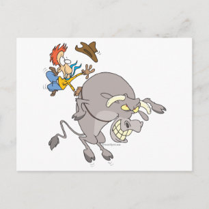 Carte Postale blague blonde buccker bull rider rodeo cowboy dess