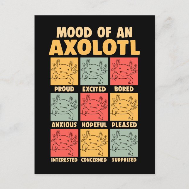 Carte Postale Blague d'amphibien d'humeur Axolotl mignon (Devant)