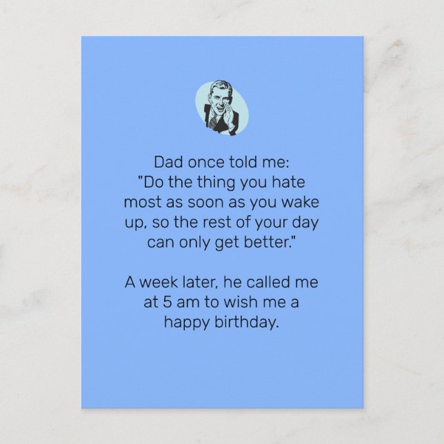 Carte Postale Blague de papa sarcastique pour joyeux anniversair (Devant)