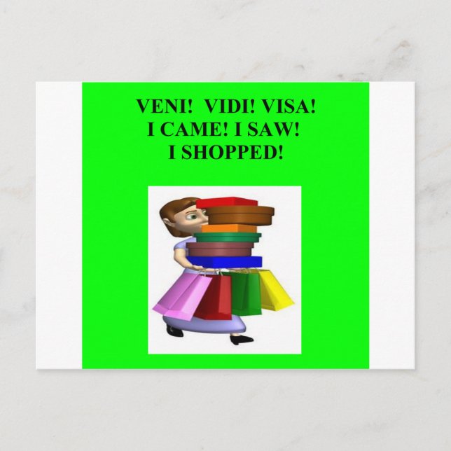 Carte Postale blague de shopping féminine amusante (Devant)