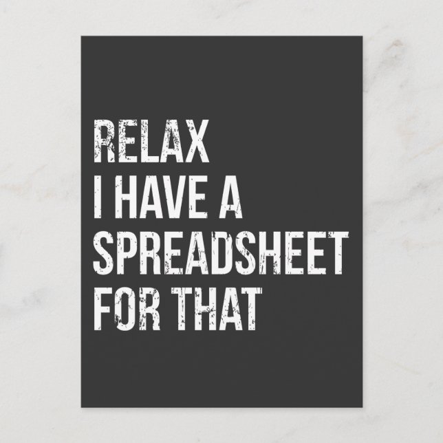 Carte Postale Blague drôle de comptable sur tableur comptabilité (Devant)