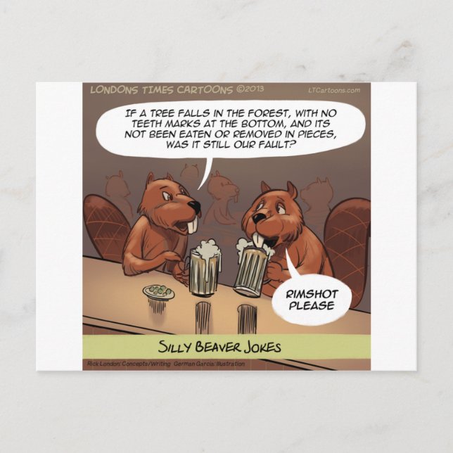 Carte Postale Blagues de Castor Idiot Dessin Animé Drôle (Devant)
