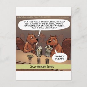 Carte Postale Blagues Idiotes de Castor Drôle de Dessin Animé