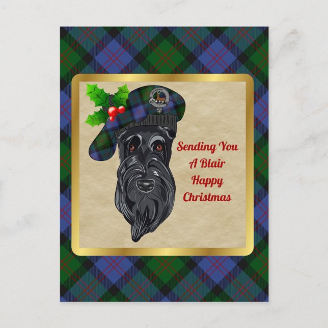 Carte Postale Blair Clan Badge & Tartan Christmas (Devant)
