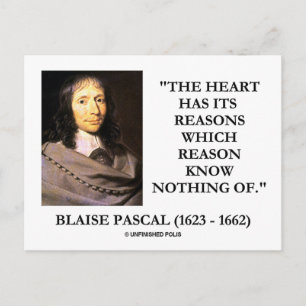 Carte Postale Blaise Pascal Coeur Raisons Raison Ne Connaît Rien