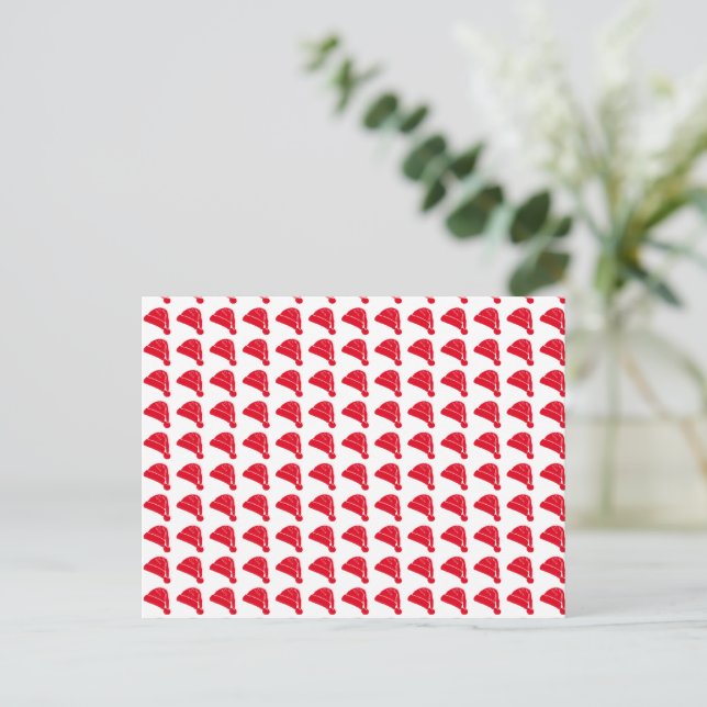Carte Postale blanc rouge mignon Santa Hat motif Noël (Debout devant)