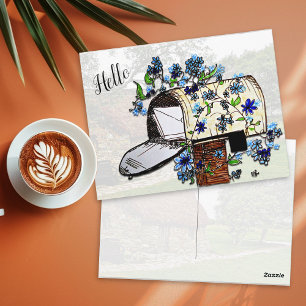 Carte postale blanche de boîte aux lettres Hello