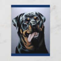 Carte postale blanche de chien chiot Rottweiler