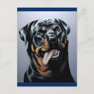 Carte postale blanche de chien chiot Rottweiler