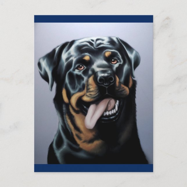 Carte postale blanche de chien chiot Rottweiler (Devant)