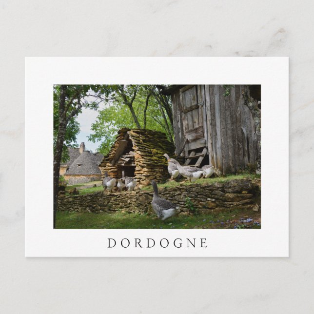 Carte postale blanche de la ferme d'oie de foie gr (Devant)