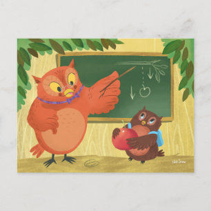 Carte postale blanche de l'enseignant Owl