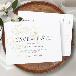 Carte Postale BLANCHE | Elégant Gold Floral Wedding Enregistrer 