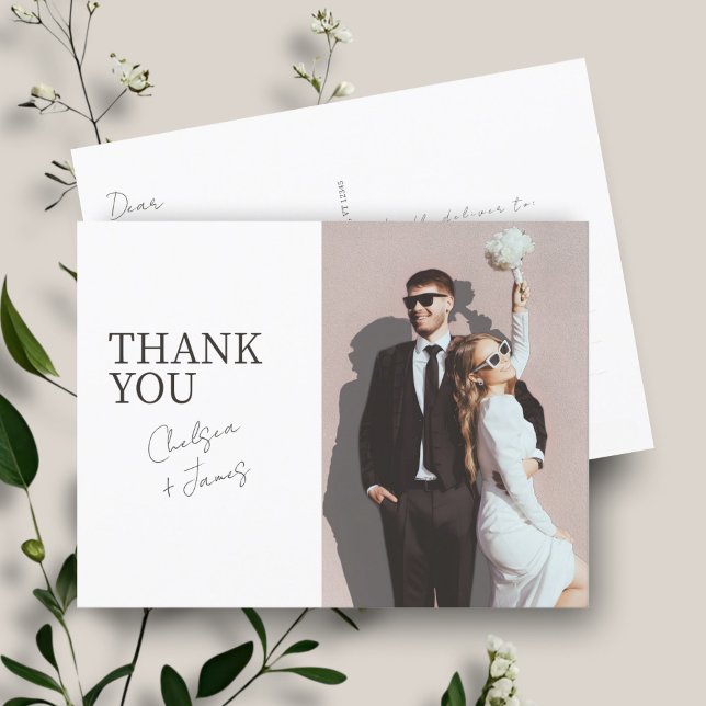 Carte Postale BLANCHE | Merci photo Mariage moderne (Créateur téléchargé)