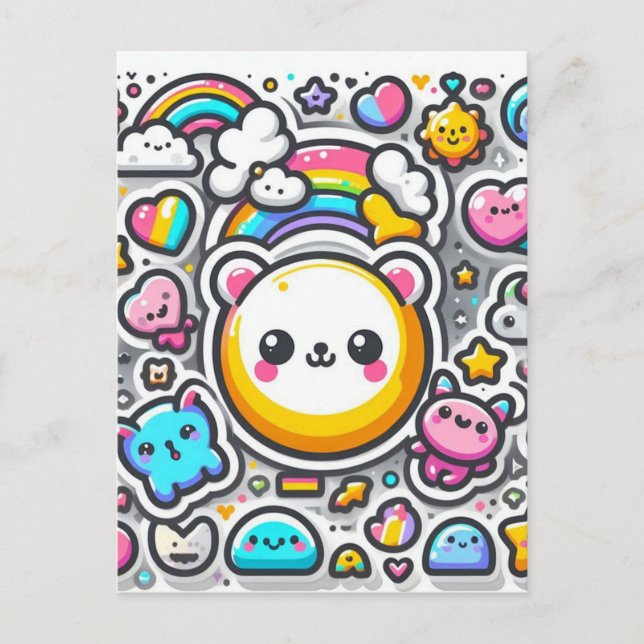 Carte postale blanche mignonne (Devant)