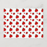 Carte postale blanche Motif aux fraises rouges