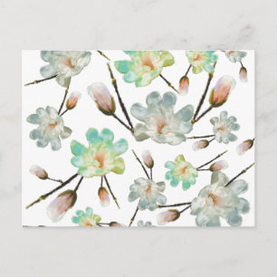Carte postale blanche Motif Magnolia