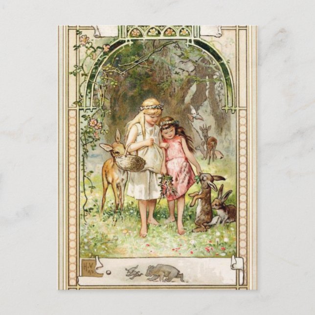 Carte Postale Blanche neige et rouge Rose par Hermann VogelEssay (Devant)