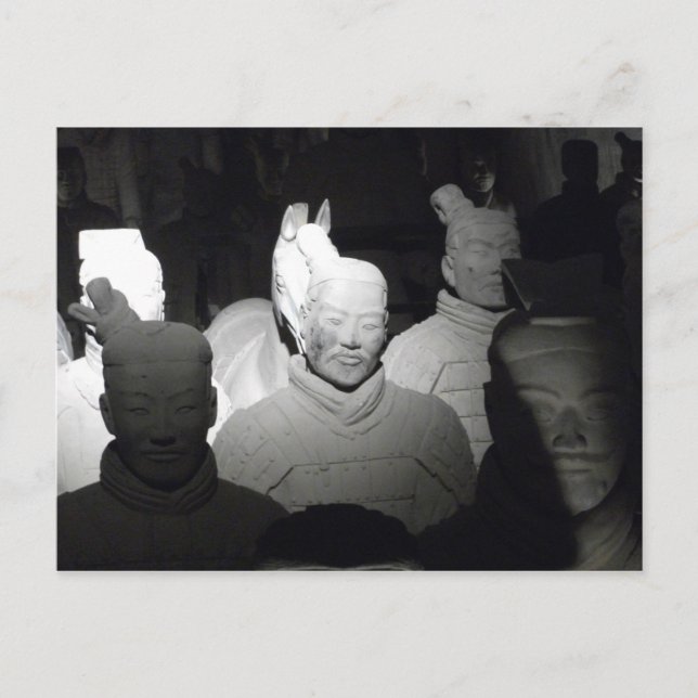Carte Postale Blanco y Negro Foto Guerreros de Xiam Chine (Devant)