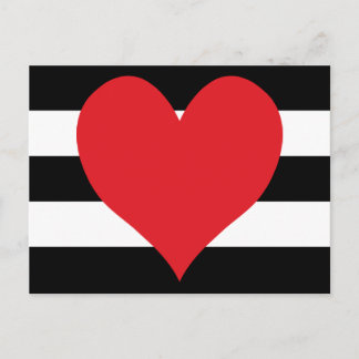 Carte Postale Blancs noirs et blancs Coeur rouge