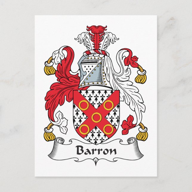 Carte Postale Blason de la famille Barron (Devant)
