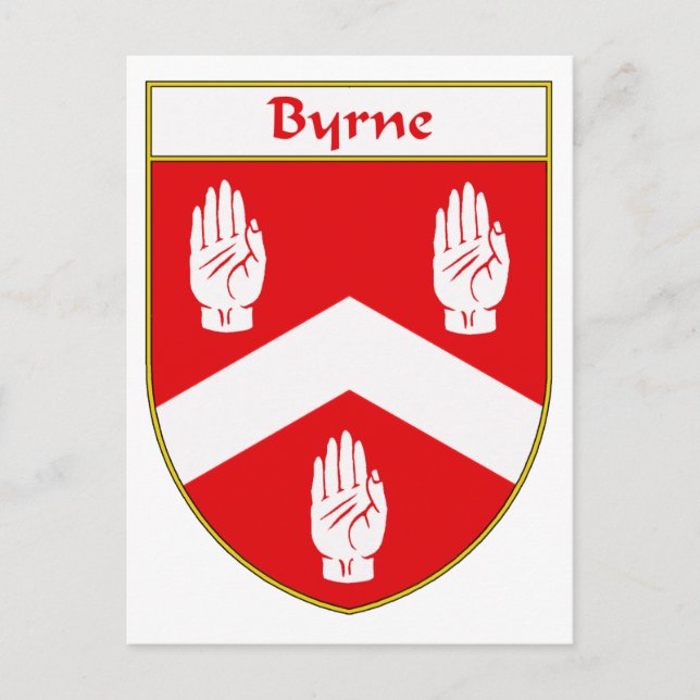 Carte Postale Blason de la famille Byrne/Crête de la famille (Devant)