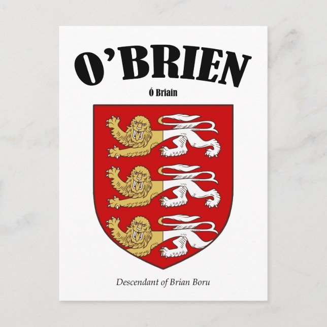 Carte Postale Blason de la famille O'Brien (Devant)