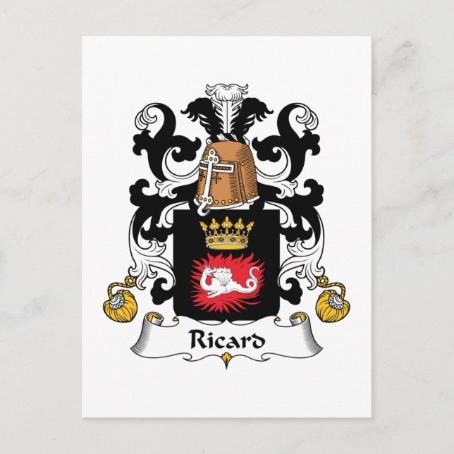 Carte Postale Blason de la famille Ricard (Devant)