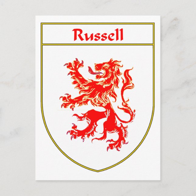 Carte Postale Blason de la famille Russell (Devant)