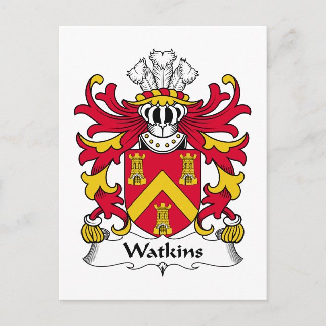 Carte Postale Blason de la famille Watkins (Devant)