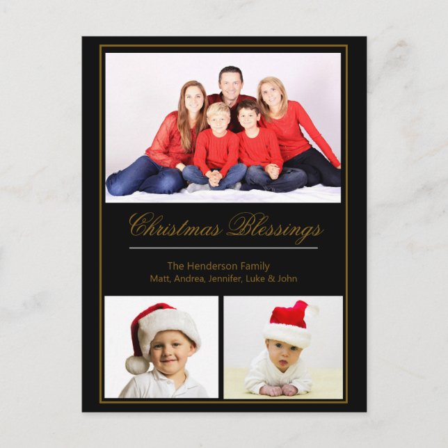 Carte Postale Blessures de Noël Photo de famille personnalisée (Devant)