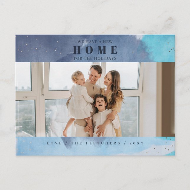 Carte Postale Bleu Abstrait Nouvelle maison pour vacances Photo  (Devant)