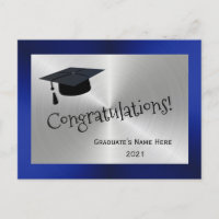 Bleu Argent Moderne Félicitations pour le Diplôme