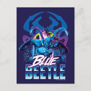 Carte Postale Bleu Beetle Rétrowave Ville coucher du soleil