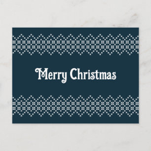 Carte Postale Bleu broderie de Noël tricot nordic