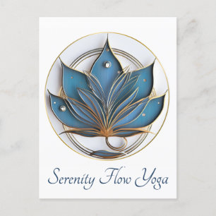 Carte Postale Bleu Brown Abstrait Lotus Flower Elégant et élégan